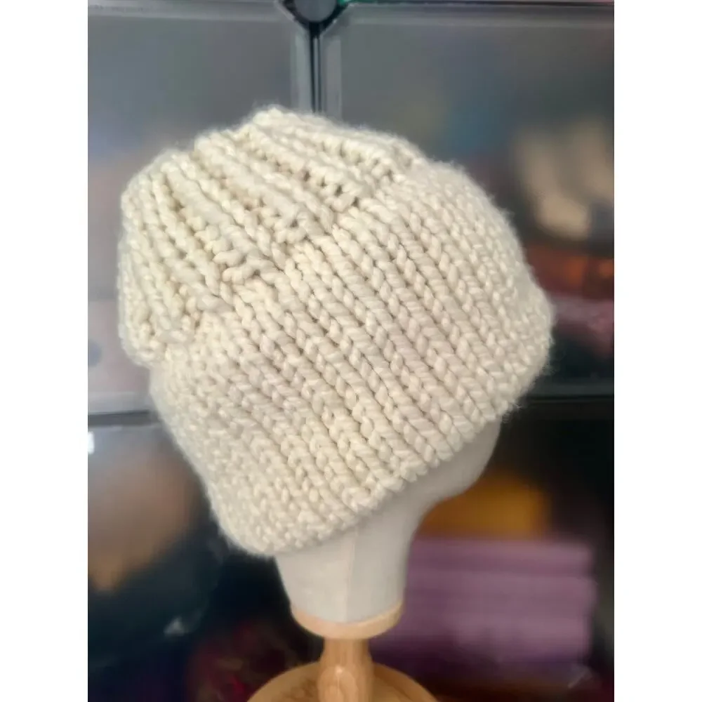 Cozy Cream Knit Beanie with Double Brim - Must Have for Winter Adventures